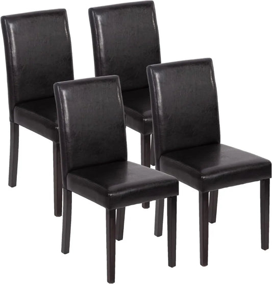 Dining Chairs Set of 4, Dining Room Chairs, Side PU Cushion Chairs with Waterproof Surface and Wood Legs