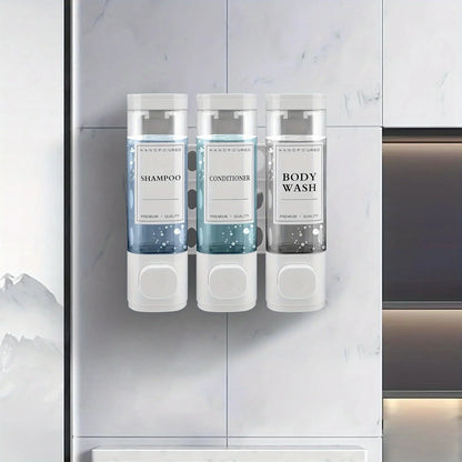 Wall-mounted Soap Dispenser, Shower Gel Dispenser, 3-in-1,No Drilling Required