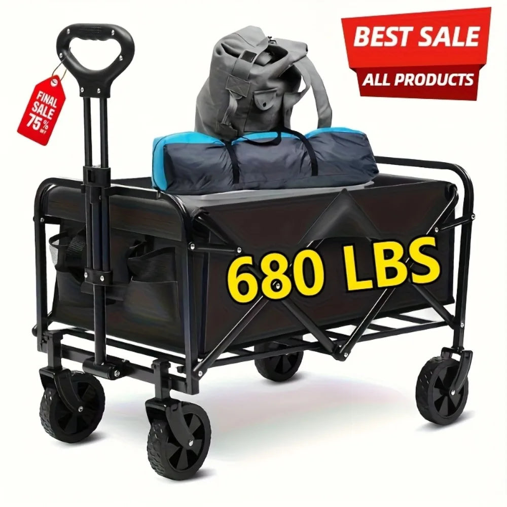 Capacity Heavy-Duty All-Terrain Folding Cart - Stainless Steel Frame and Foldable Multi-Purpose