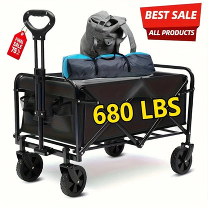 Capacity Heavy-Duty All-Terrain Folding Cart - Stainless Steel Frame and Foldable Multi-Purpose