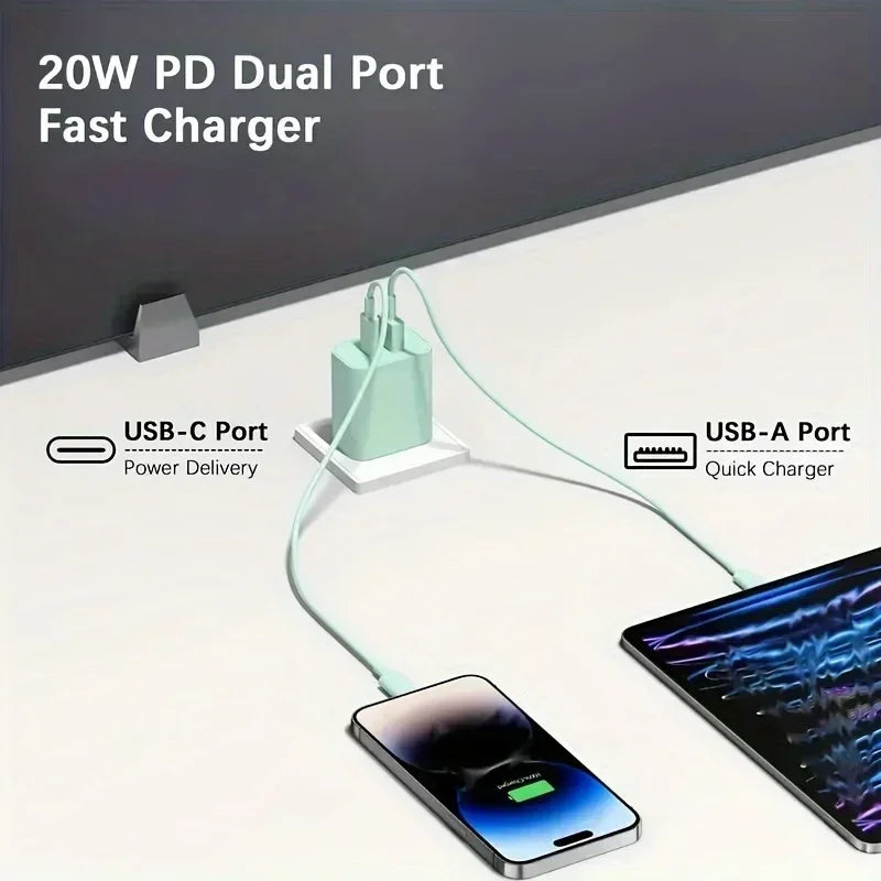 40W Quick Dual Port Charger For IPhone Charger With 6FT Lightning Cord Compatible For IPhone 14 13 12 11 Pro Max
