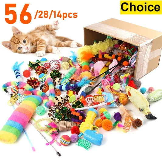 14pcs Cat Toys Mixed Pack. A Combination of Various Plastic Toys and Plush Toys