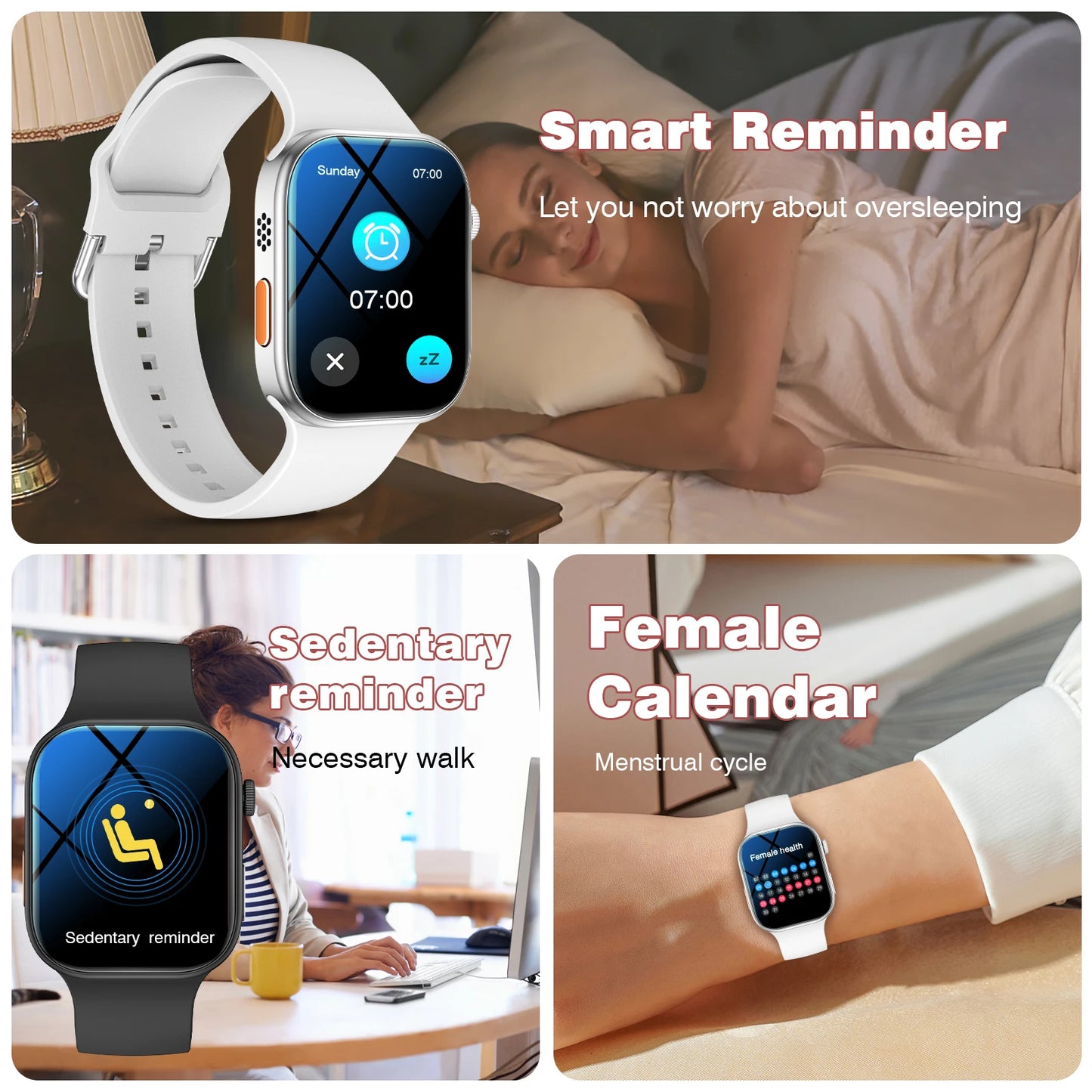 Smart watch, wireless calling, message reminder, multi-sport mode, 2.01-inch HD screen, unisex