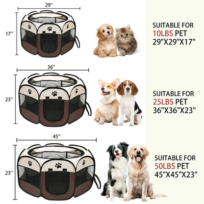 Foldable Pet Playpen for Dogs & Cats - Durable Oxford Cloth with Removable Zipper, Indoor/Outdoor