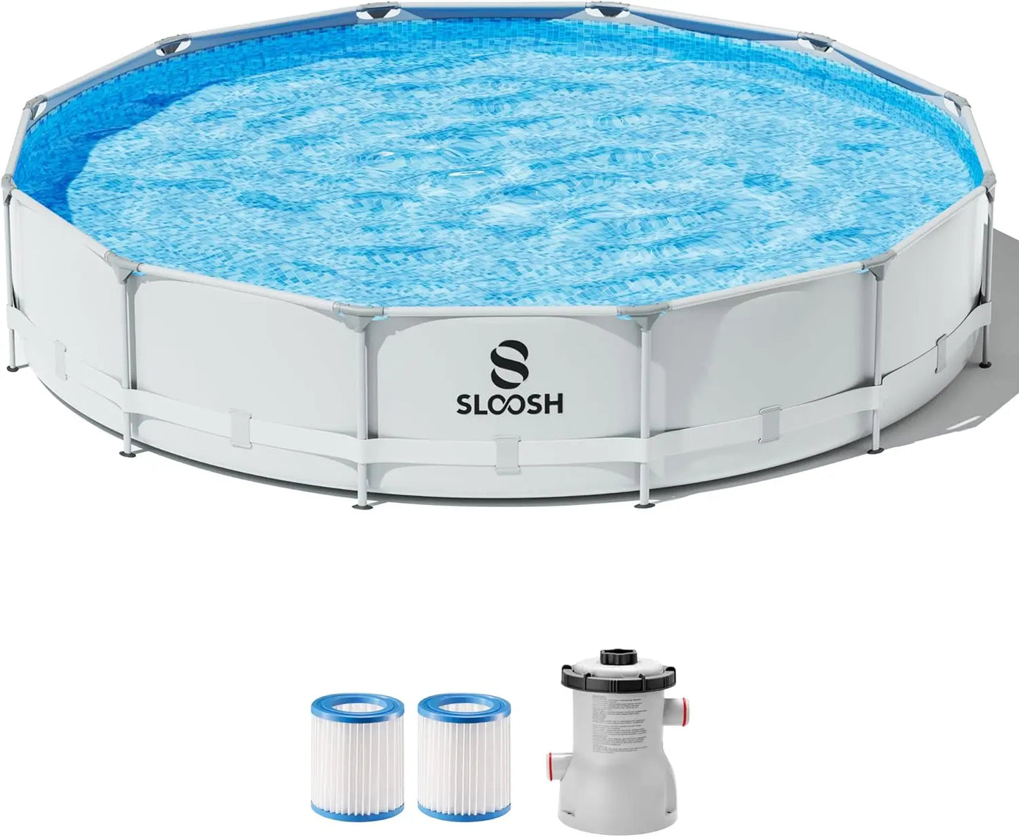 JOYFY Round Above Ground Pool 12ft/10ft/15ft Outdoor Round Frame Pool Set for Kids Adults with Filter Pump