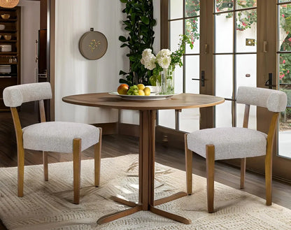 Century Modern Faux Leather Dining Chairs Low Back Wooden Upholstered Kitchen & Dining Room