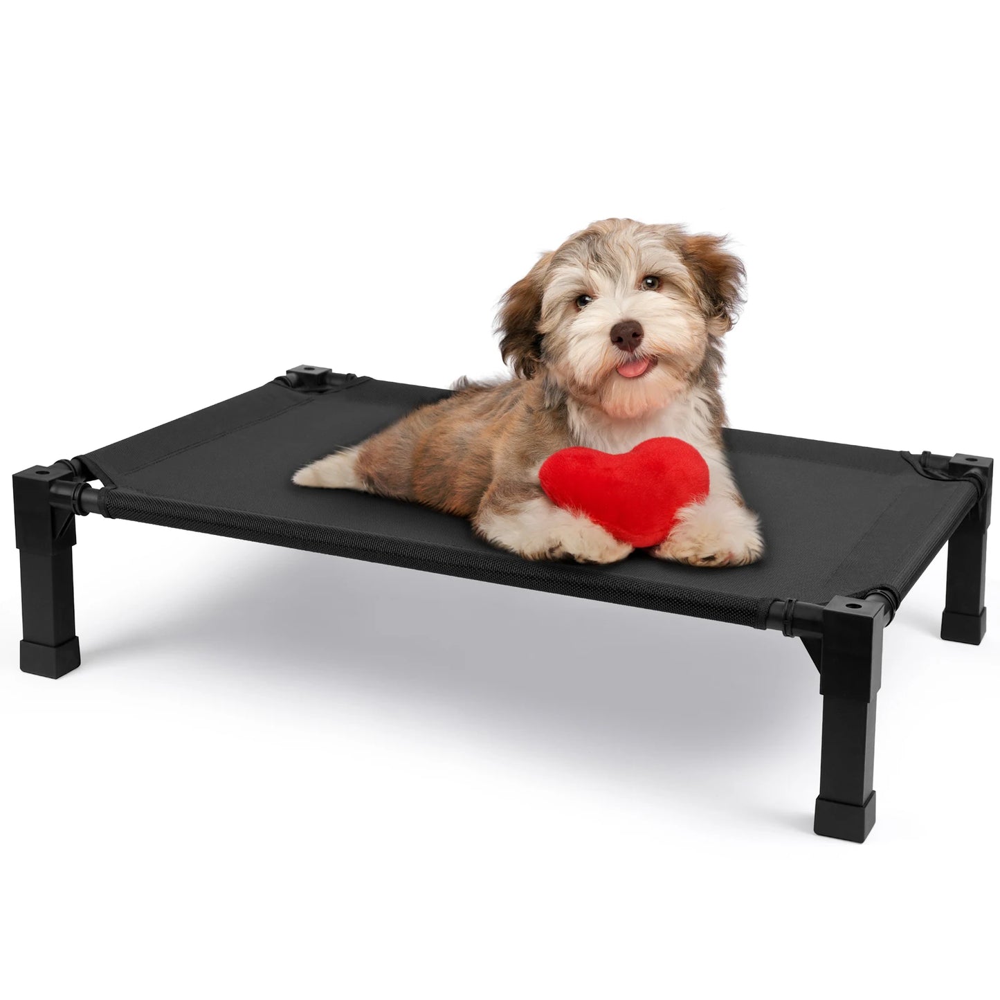 Cooling Raised Pet Cot with Chew Proof Washable Breathable Mesh and Metal Frame, Portable Dog Cot Bed