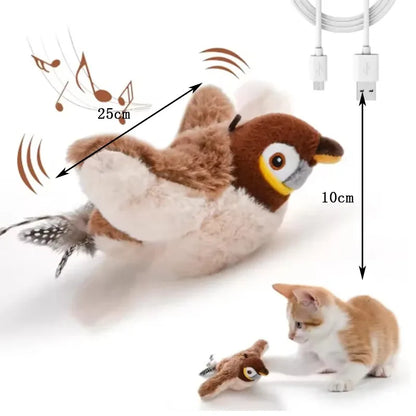 Pet Toy cat Plush toy emulates the sound bird to amuse the cat elastic rope