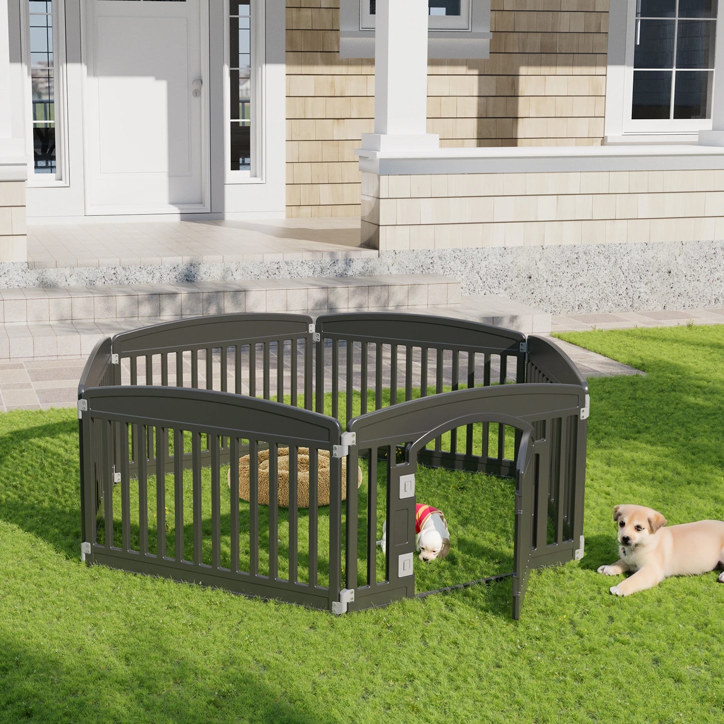 JHK Plastic Dog Playpen 6 Panel 24IN Expandable Indoor Outdoor Folding Portable Puppy Playpen