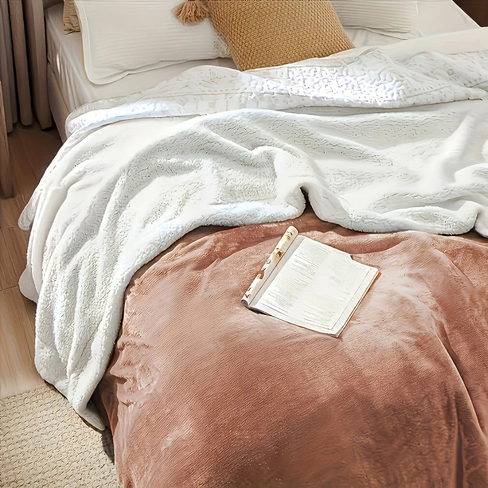Sherpa Fleece Bed Blanket Twin Size Super Soft Fluffy Microfiber Couch Throw Velvet Double Reversible