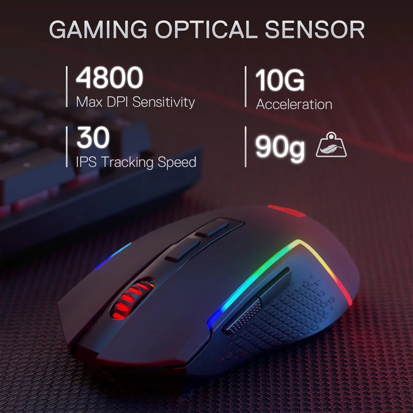 Redragon S142 Wireless Gaming Keyboard & Mouse Combo, 98 Keys K515 PRO Wireless RGB Membrane Keyboard