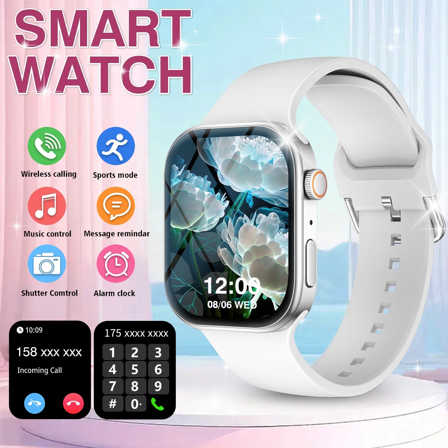 Smart Watch Bluetooth Call Message Display Fitness Monitoring Bracelet Suitable for Android iPhone