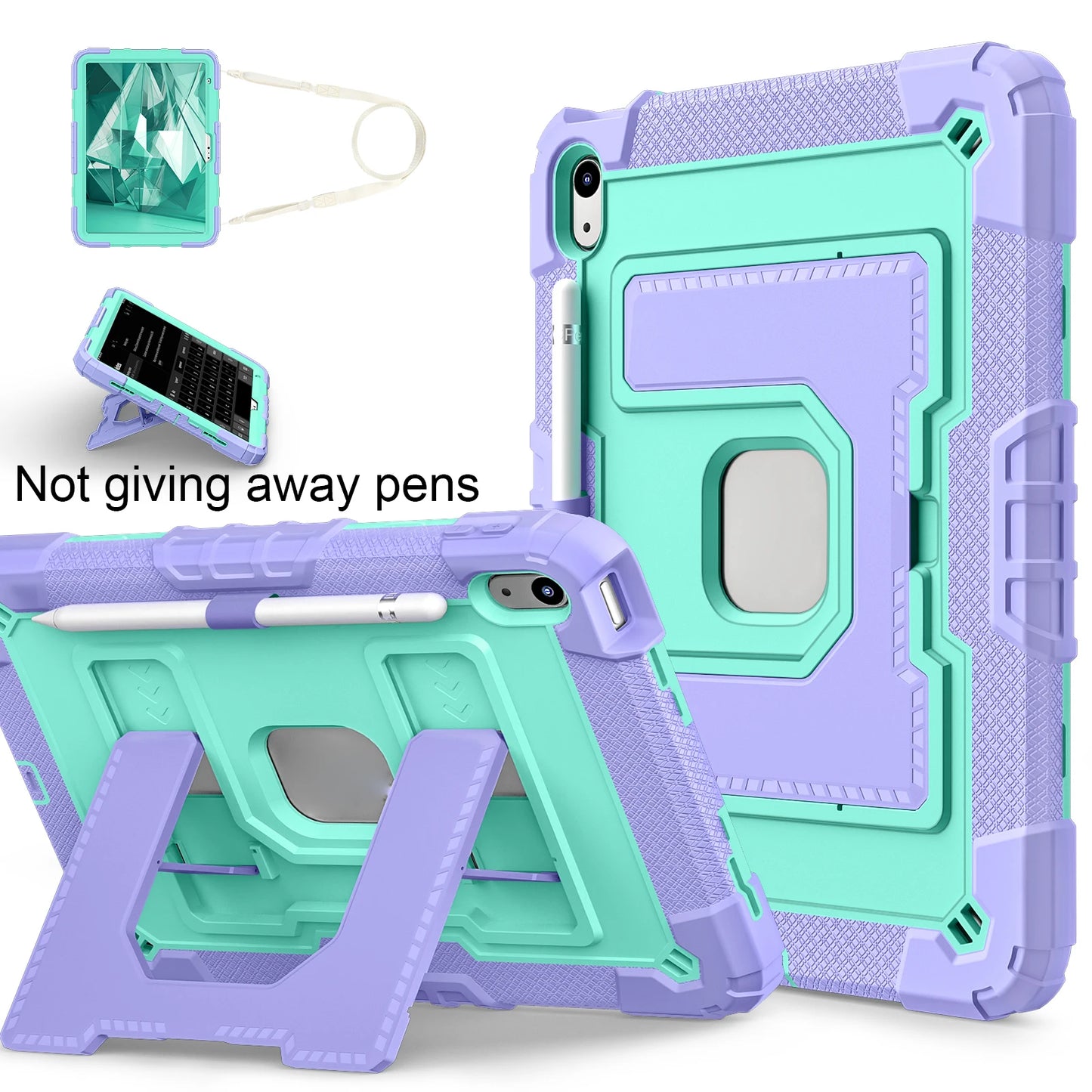 Rugged Armor Kids Case For iPad 10th Air 5 4 10.9 Air 11 2025 13 2024 10.2 8th 9th 9.7 Generation Tablet Stand Shockproof Cover