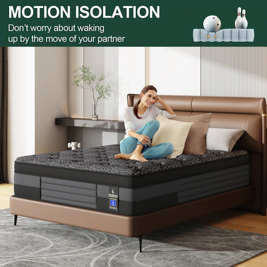 12"Twin Full Queen King Hybrid Mattress For Back Pain Relief Feel, Breathable