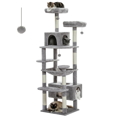 Large Cat Tree and Tower, With Scratching Posts Spacious Hammock Padded Perches and Condos Cat Toys