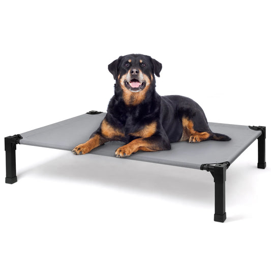 Cooling Raised Pet Cot with Chew Proof Washable Breathable Mesh and Metal Frame, Portable Dog Cot Bed