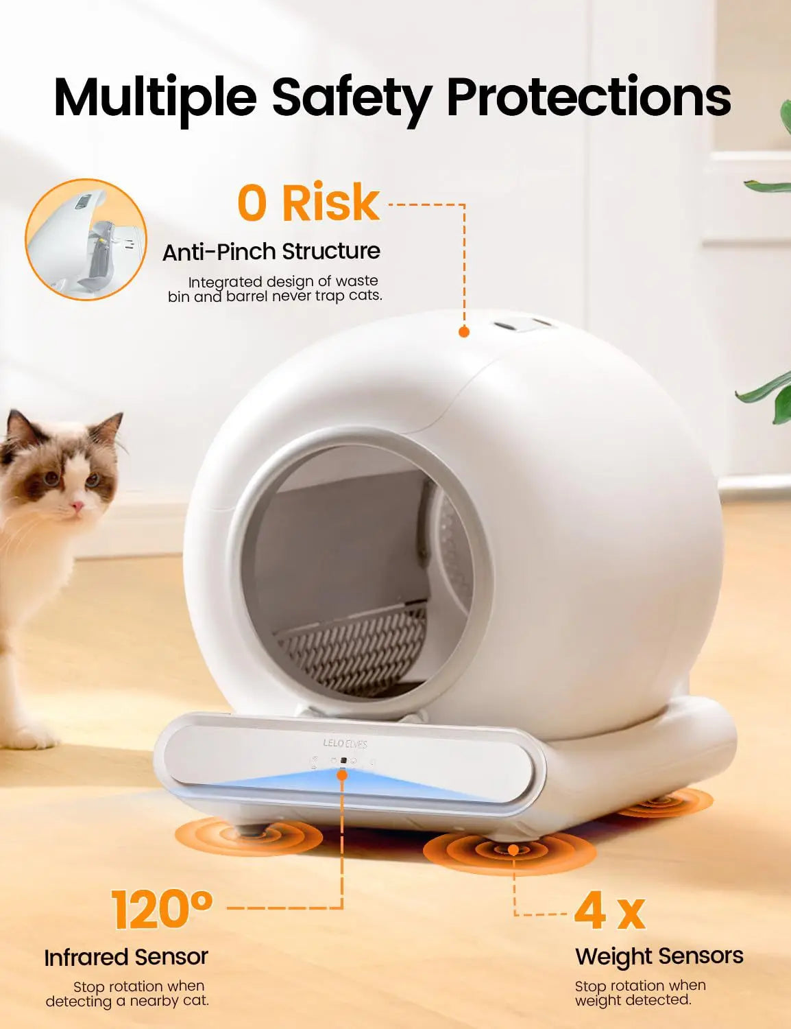 oversized automatic cleaning cat litter box, modern ABS smart cat litter box, with APP function Automatic electric low-noise