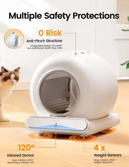 oversized automatic cleaning cat litter box, modern ABS smart cat litter box, with APP function Automatic electric low-noise