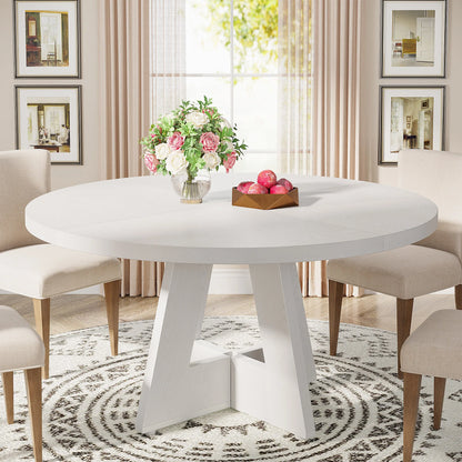 Tribesigns Round Dining Table for 4, 47 Inch Farmhouse Kitchen Table Small Dinner Table Kitchen Dinning Table