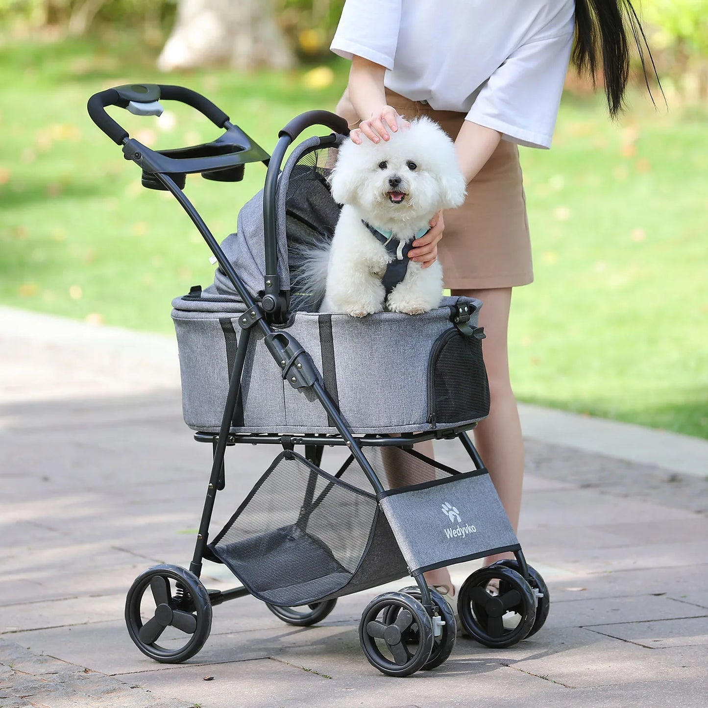 3 in 1 Pet Stroller with Removable Carrier, Folding Stroller for Small/Medium Dogs and Cats, Waterproof