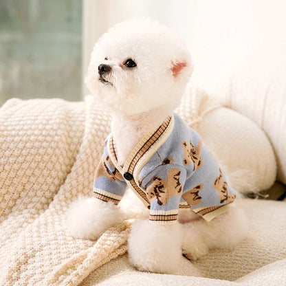 Luxury Dog Clothes Chihuahua Pet Striped Cardigan Sweater Bichon Frise Puppy Kitten Dog Warm Coat Cat Dog