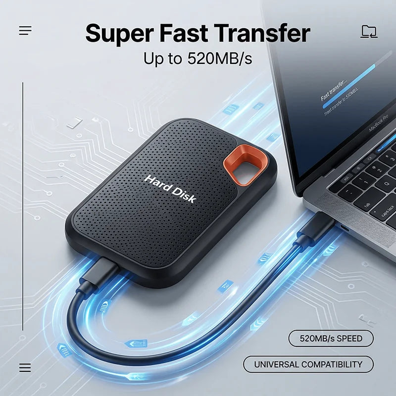 SSD 128TB High Speed External Hard Drive 1TB Hard Disk 2TB 4TB USB 3.1 Storage Device for Laptop/PC/Phone
