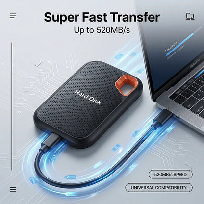 SSD 128TB High Speed External Hard Drive 1TB Hard Disk 2TB 4TB USB 3.1 Storage Device for Laptop/PC/Phone