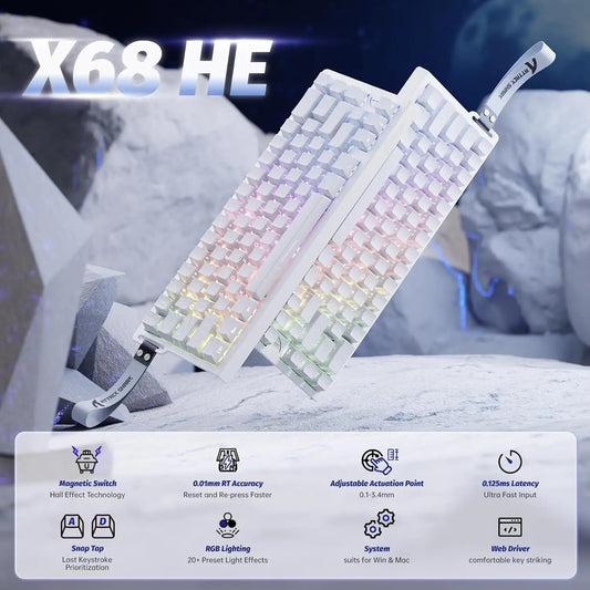 X68 HE Rapid Trigger Mechanical Gaming Keyboard 60% Wired with Adjustable Actuation, Hall Effect Magnetic Switch,8KH