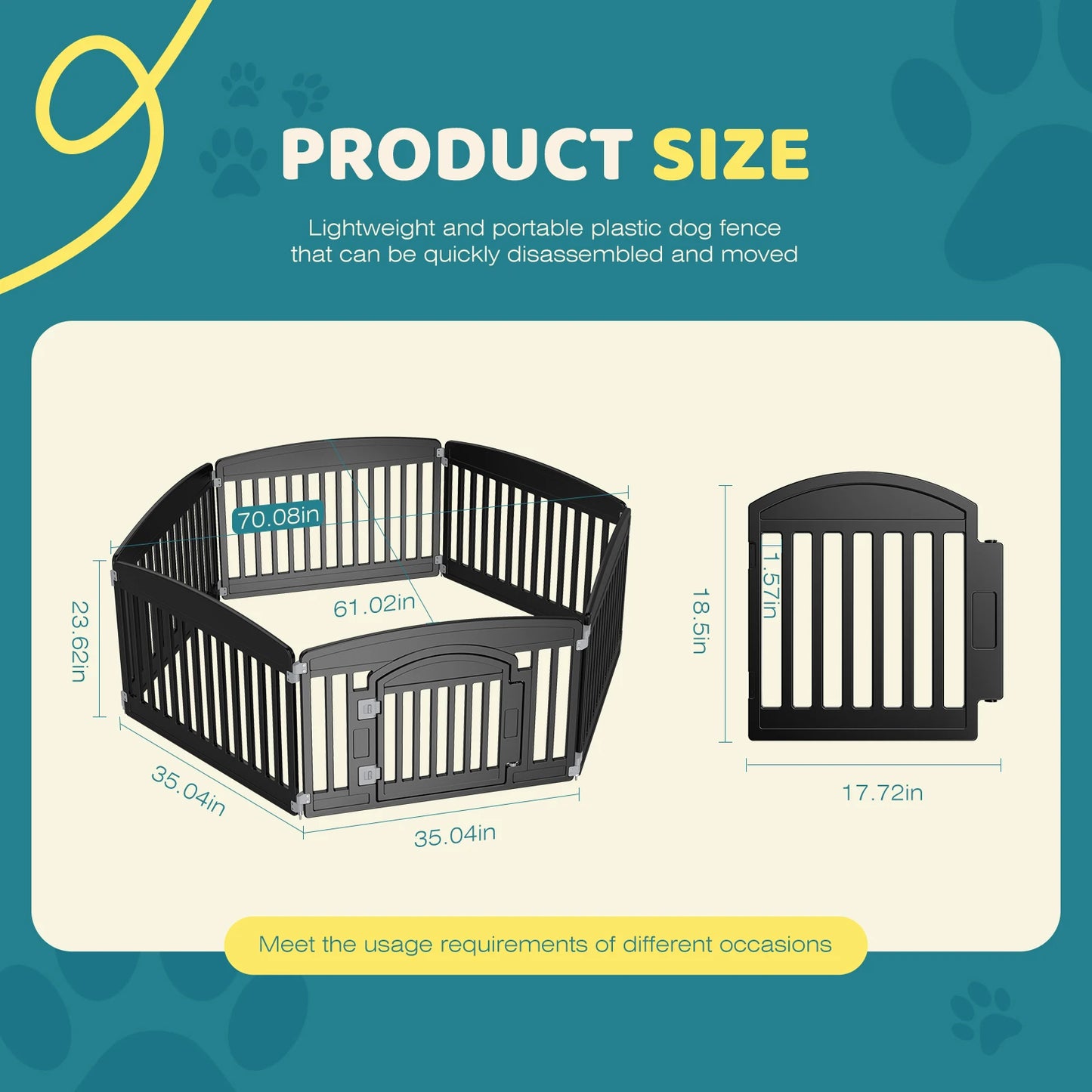 JHK Plastic Dog Playpen 6 Panel 24IN Expandable Indoor Outdoor Folding Portable Puppy Playpen