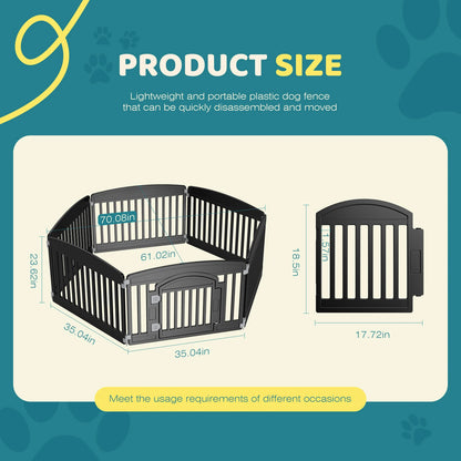 JHK Plastic Dog Playpen 6 Panel 24IN Expandable Indoor Outdoor Folding Portable Puppy Playpen