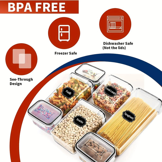 24Piece Airtight Food Storage Containers Set BPA-Free Plastic Canisters with 40 Labels