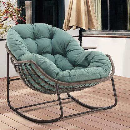 Oversized Papasan Rocking Chair Outdoor Indoor Padded Cushion Rocker Egg for Patio Porch Garden Backyard, Customized