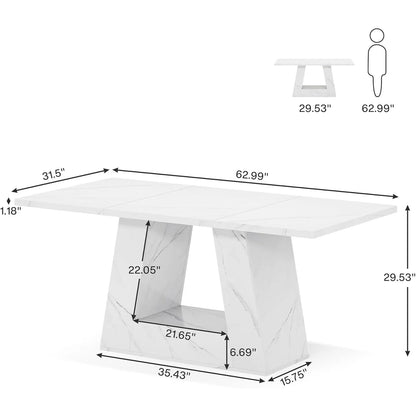 Dining Table for 4 to 6 People, Rectangular Dining Room Table, Dinner Table with Sturdy Base for Kitchen