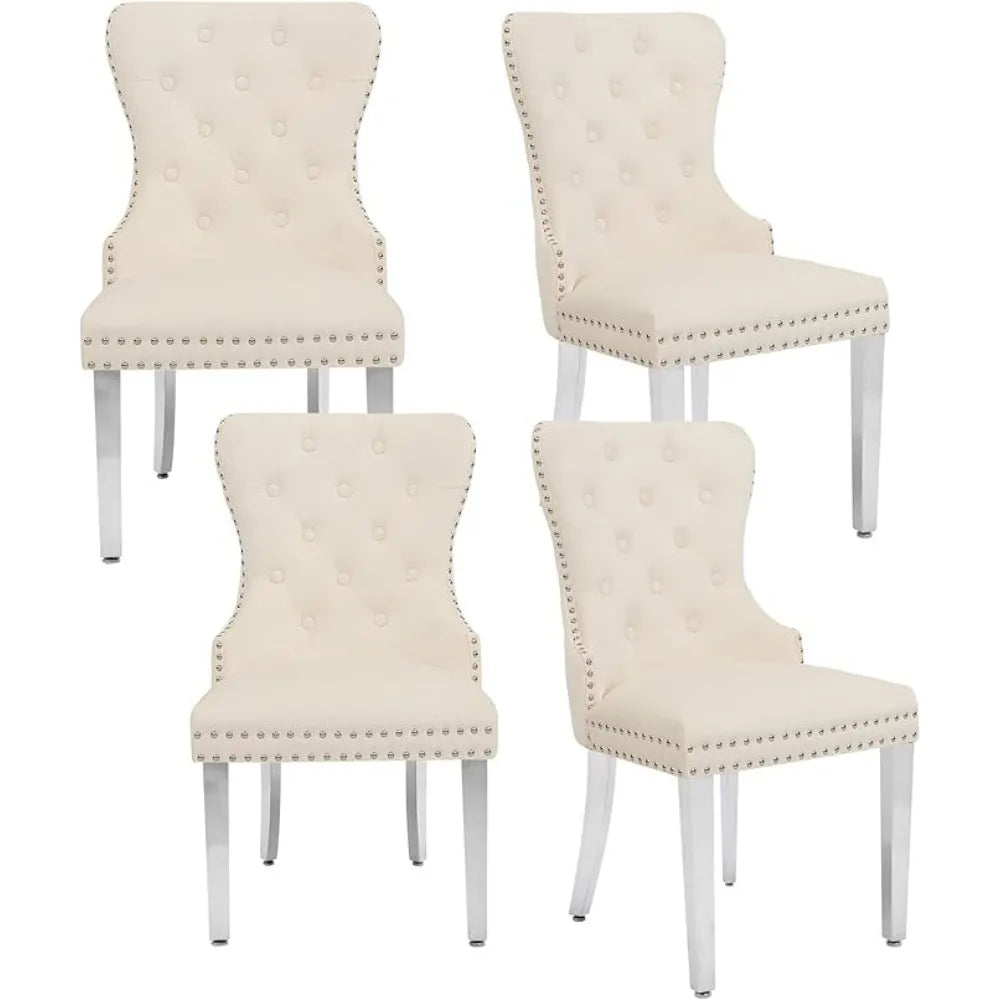 Velvet Dining Chairs Set of 4, Tufted Upholstered Dining Room Chair