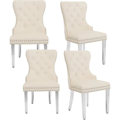 Velvet Dining Chairs Set of 4, Tufted Upholstered Dining Room Chair