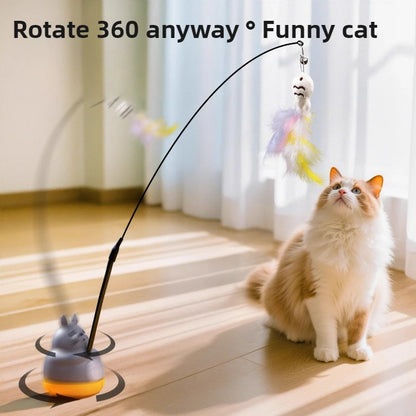 Cat Funny Cat Stick Steel Wire Long Pole Feather Cute Cat Toy Kitten Fishing Rotating
