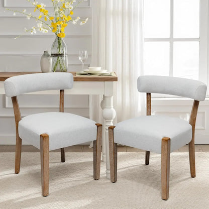 Century Modern Faux Leather Dining Chairs Low Back Wooden Upholstered Kitchen & Dining Room