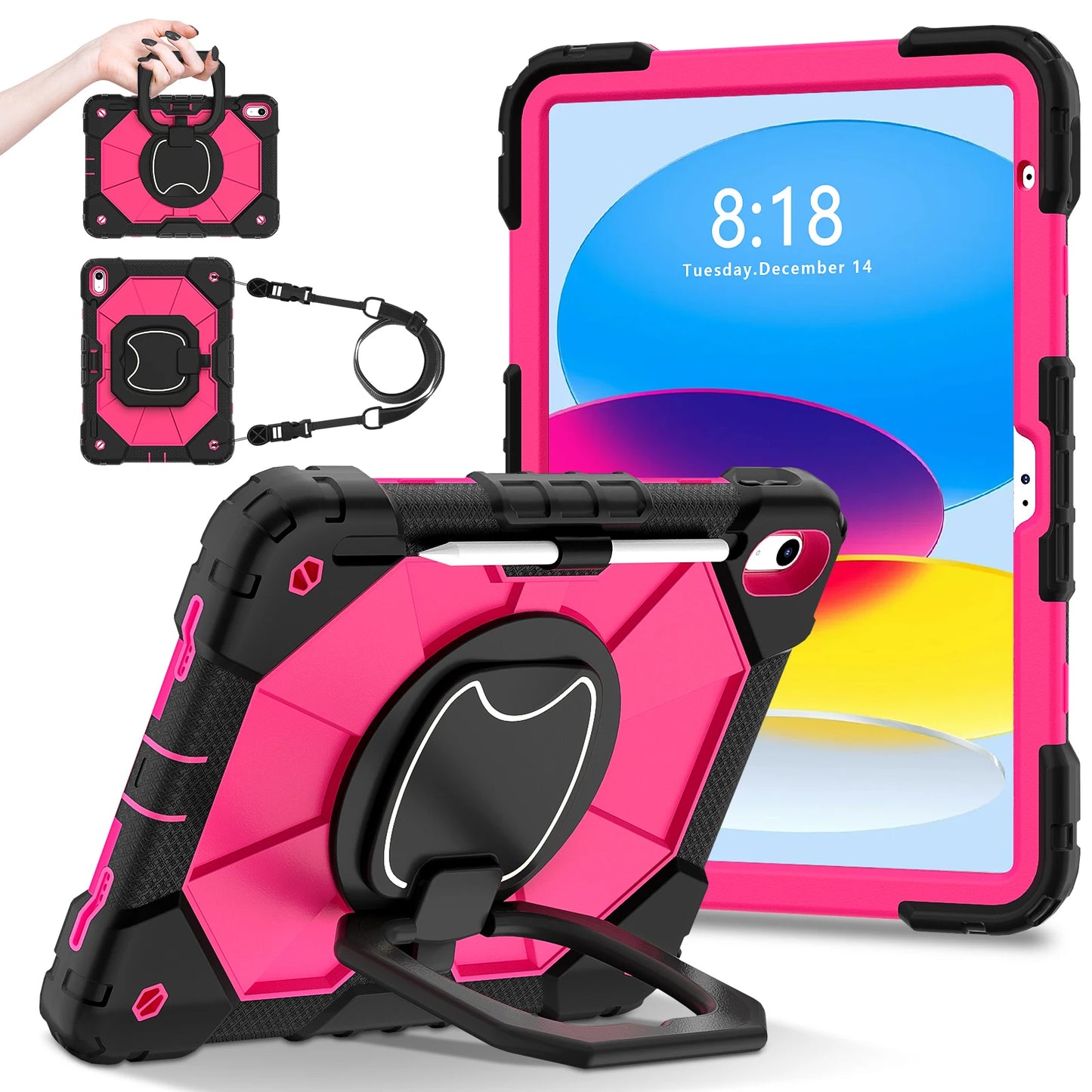 Rugged Armor Kids Case For iPad 10th Air 5 4 10.9 Air 11 2025 13 2024 10.2 8th 9th 9.7 Generation Tablet Stand Shockproof Cover