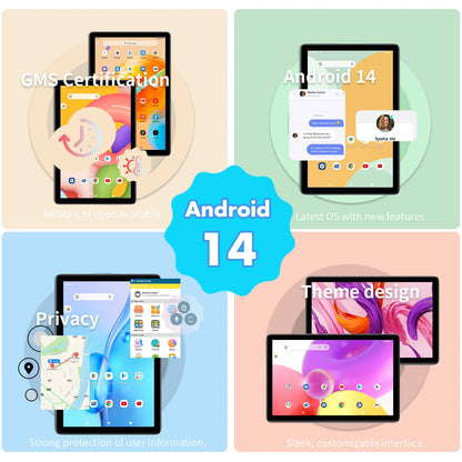 PRITOM Android 14 Tablet 10.1 Inch, 8GB RAM + 128GB ROM, Octa Core, 5G WiFi, with Keyboard, Mouse, Case