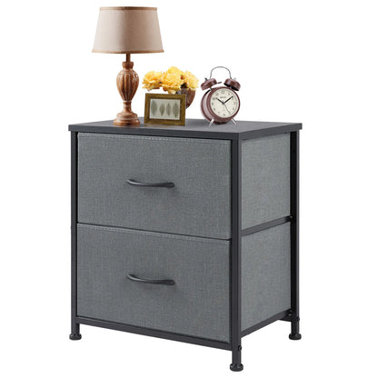 JHK Nightstand Bedside Coffee Sofa Tea Table Storage Closet Chest Clothes Display For Bedroom 2 Fabric Drawers