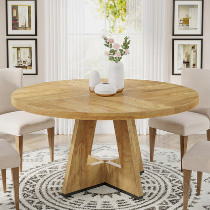 Tribesigns Round Dining Table for 4, 47 Inch Farmhouse Kitchen Table Small Dinner Table Kitchen Dinning Table