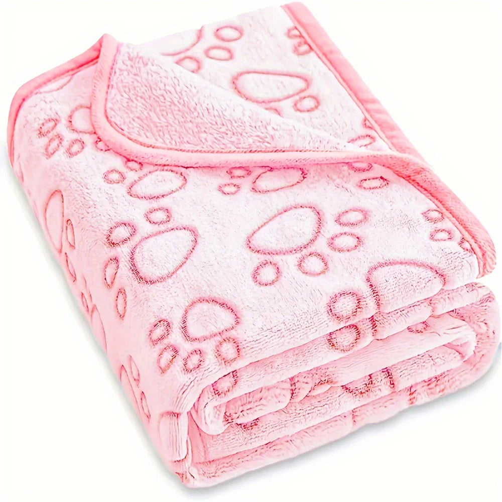 Ultra-Soft Paw Print Dog Blankets - Machine Washable, Cozy Pet Pillow Pads for Indoor & Outdoor Use