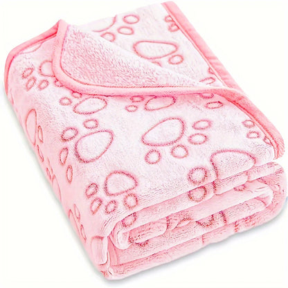 Ultra-Soft Paw Print Dog Blankets - Machine Washable, Cozy Pet Pillow Pads for Indoor & Outdoor Use