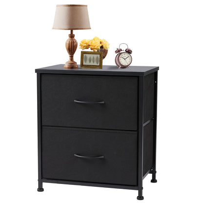 JHK Nightstand Bedside Coffee Sofa Tea Table Storage Closet Chest Clothes Display For Bedroom 2 Fabric Drawers