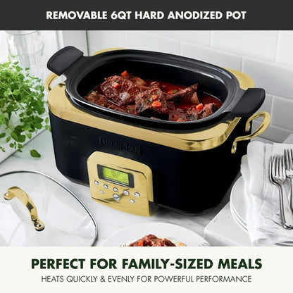 6QT Electric Slow Cooker, Dishwasher Safe Lid & Removable Crock, Healthy Ceramic Nonstick Multi-Cooker