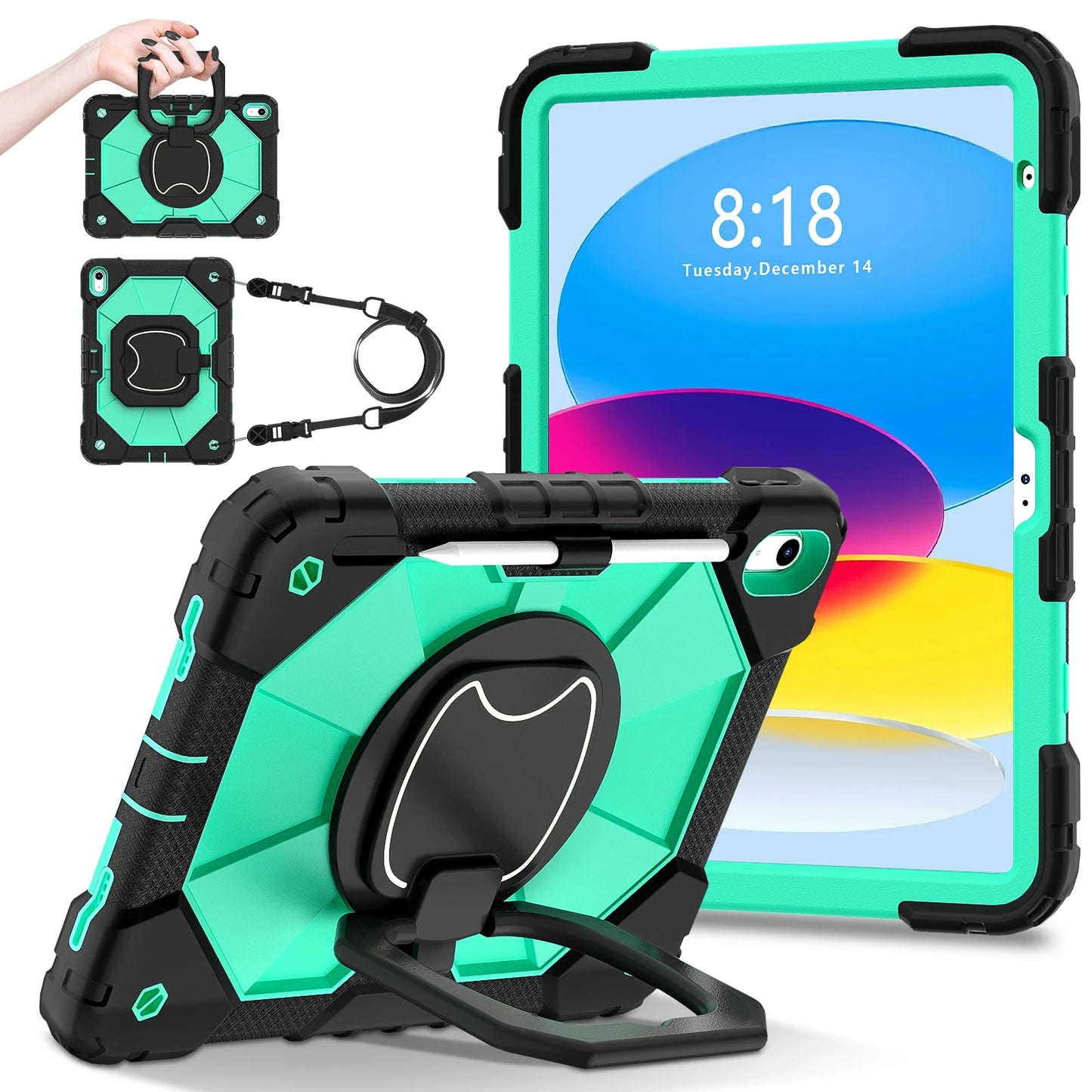 Rugged Armor Kids Case For iPad 10th Air 5 4 10.9 Air 11 2025 13 2024 10.2 8th 9th 9.7 Generation Tablet Stand Shockproof Cover
