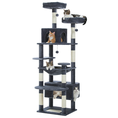 Large Cat Tree and Tower, With Scratching Posts Spacious Hammock Padded Perches and Condos Cat Toys