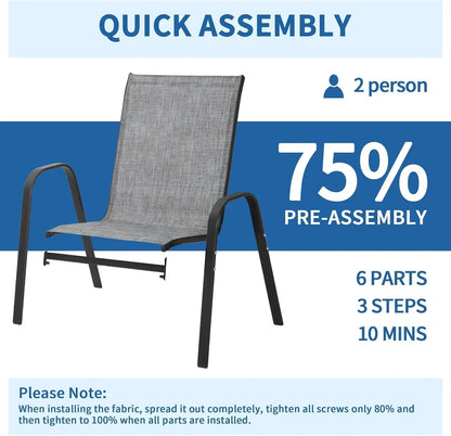 Patio Chairs Set of 8 - Outdoor Stackable Dining Chairs for All Weather - Lightweight Outdoor Chair Sets wit