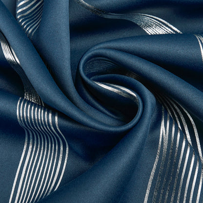 4PCS Blackout Curtains Grommet Thermal Insulated Room Darkening With Wave Foil Printed For Bedroom/Livingroom