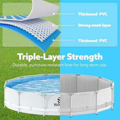 JOYFY Round Above Ground Pool 12ft/10ft/15ft Outdoor Round Frame Pool Set for Kids Adults with Filter Pump